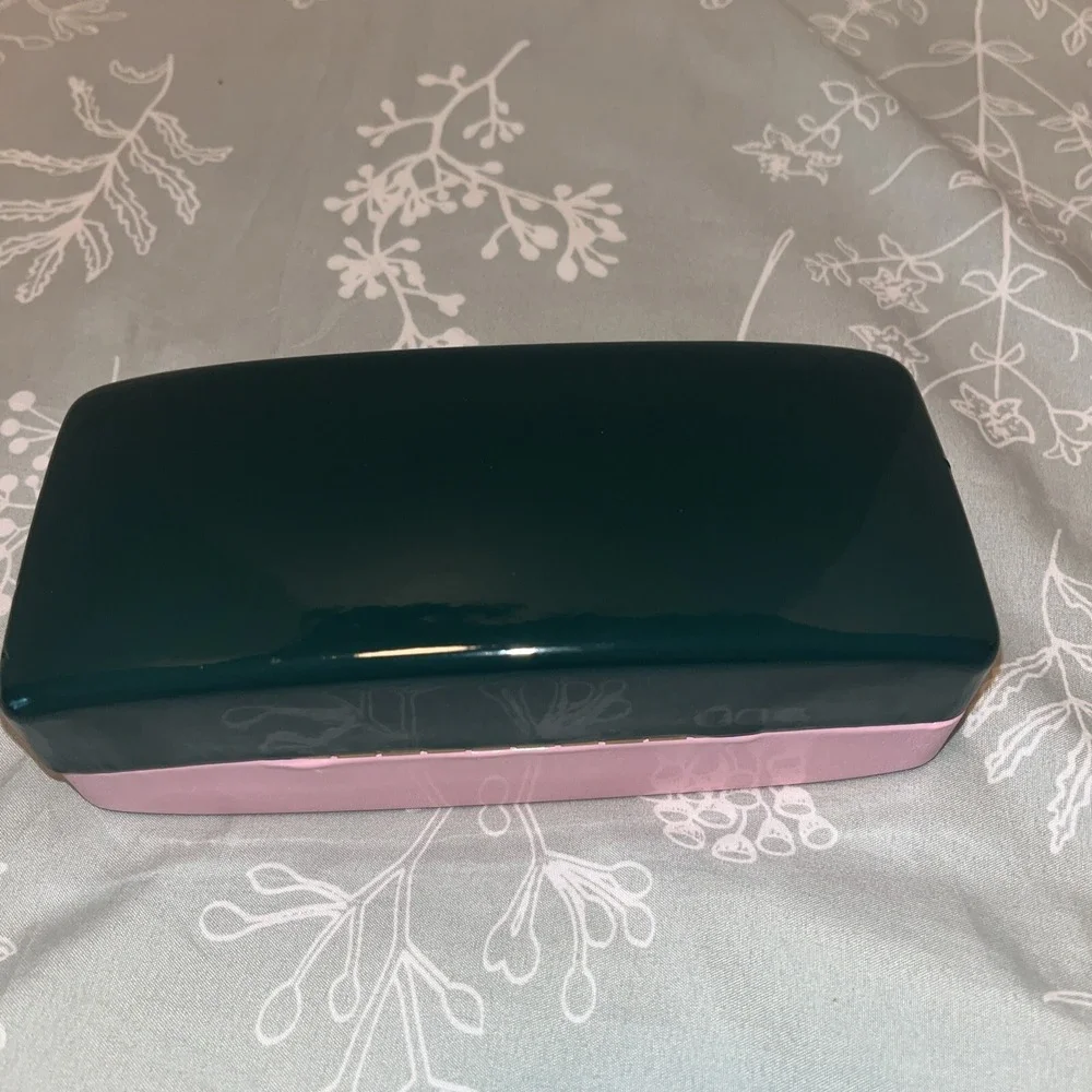 Kate Spade Eyeglasses Authentic Pnk‎ Grn Hard Clamshell Case with Cleaning Cloth